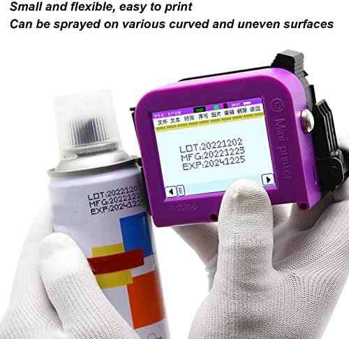 Handheld Inkjet Printer, Mini Smart Inkjet Coding Machine for QRCode Barcode Production Date Time Logo Batch Number Print On Glass Bag Carton Box Wood Cloth Plastic Cable (US Plug)