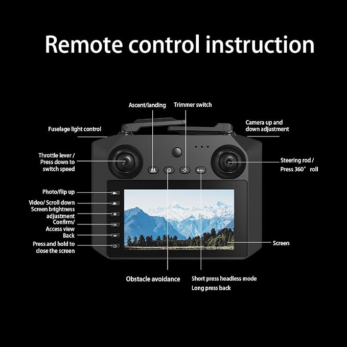 Drone For Adult,with 4.5" Screen,5G Remote Controller With Camera,6K HD Camera FPV Live Video,Altitude Hold Gesture Selfie One Key Take Off Landing 3D Flips Waypoint Fly Drone (2 Batteries)
