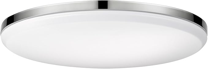 Globe Electric 65584 14" Integrated LED Flush Mount Ceiling Light, Chrome Finish, Frosted Shade, Slim Low Profile, 2200 Lumens, 3000K Warm White, Energy Star Certified