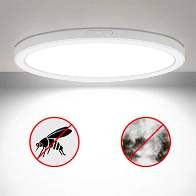 Flush Mount Ceiling Light Fixture - ETL Certified - 9 Inch Dimmable 3000K Warm White LED, 0.63'' Ultra Thin Round Design for Bedroom, Bathroom, Kitchen, Hallway, Basement, Closet (9-Pack)‌