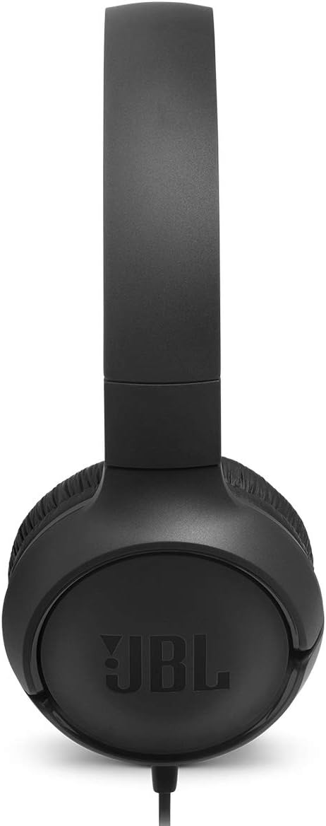 JBL Tune 500 - Wired on-ear headphones, JBL Pure Bass Sound, 1-button remote/mic, Tangle-free flat cable, Lightweight and foldable design, Ask Siri or Google Now (Black)