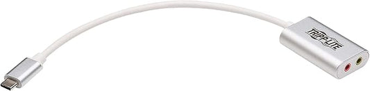 Tripp Lite USB C to 3.5mm Stero Audio Adapter for Microphone Headphones, Silver (U437-002)