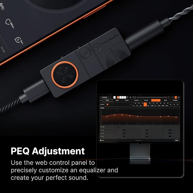 Fosi Audio DS3 USB-C DAC HiFi Amp Dongle, Portable Headphone Amplifier with 7.1 Spatial Audio, ES9039Q2M XMOS Powered, DSD512, 3.5mm Single 4.4mm Balanced for PC/Phone/ PS5/ Switch Black