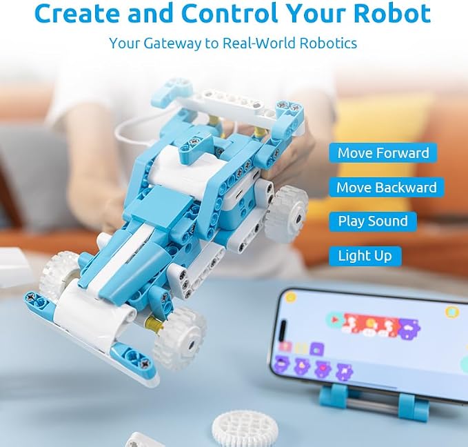 WhalesBot D1 21-in-1 STEM Coding Robot Kit for Kids (Ages 4+), 280+ Pieces Educational Building Set with APP-Controlled & Programming, 3D APP Guidance, Ideal Toy for Boys & Girls