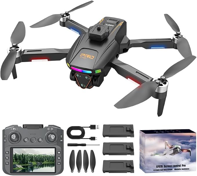 LF678 GPS Drones with Camera for Adults 4K, RC Drone with 4.5" HD Screen on Controller, 60 Mins Flight, Long Range Transmission, 360° Obstacle Avoidance, Follow Me, Auto Return, Brushless Motor, QuickShots, Lightweight and Foldable Quadcopter for Begin...