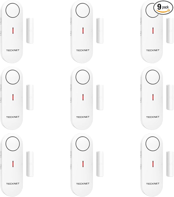 TECKNET Door Alarms for Kids Safety, Window Alarm Pool Alarms Door Alarm for Home Security, 2-in-1 Alarm & Chime, 3-Level Volume Control, Wireless Alarm for House Hotel Cars Sheds Caravans (9 Pack)