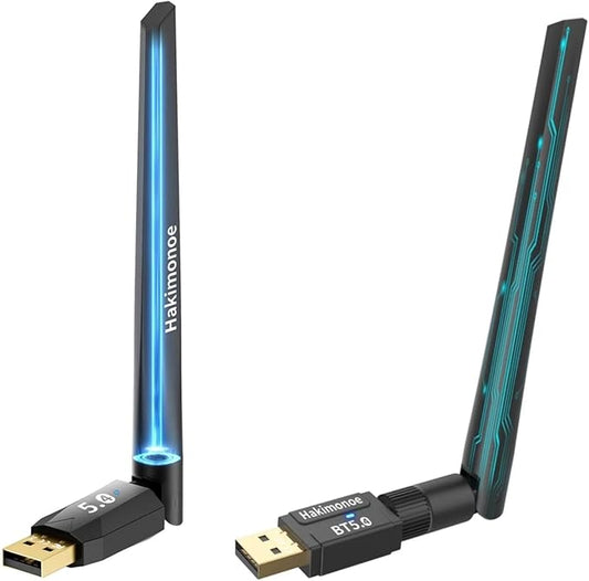 100-150M Long Range Bluetooth 5.4 Adapter for PC, Wireless USB Dongle w/ 5dBi Antenna for Laptop Desktop Windows 11 10 8.1 7, Plug n Play Bluetooth Headphones Headset Speaker Mouse Keyboard Printer