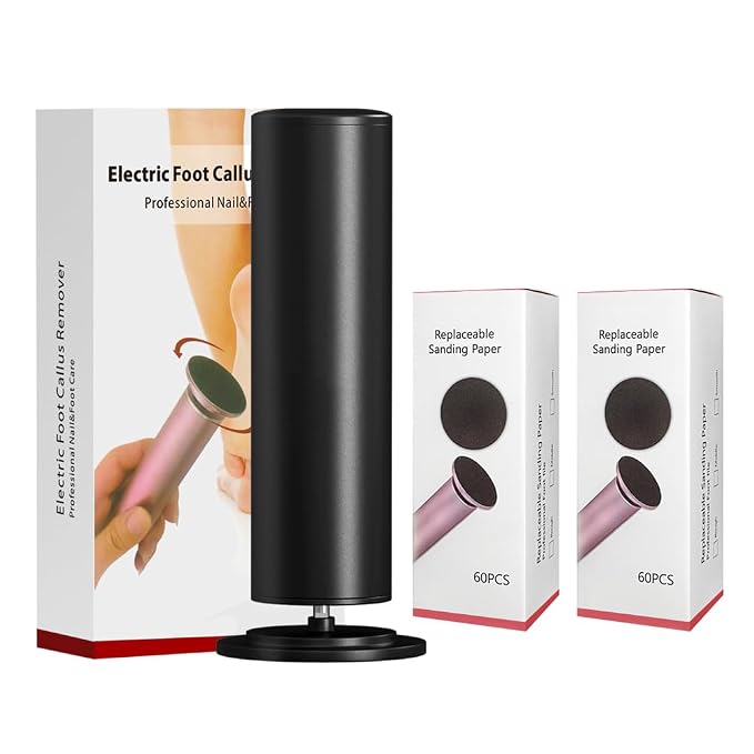 HayZBao Electric Foot Callus Remover with 60 Pcs Sandpaper Discs + 60 Pcs Sandpape Set (Black)