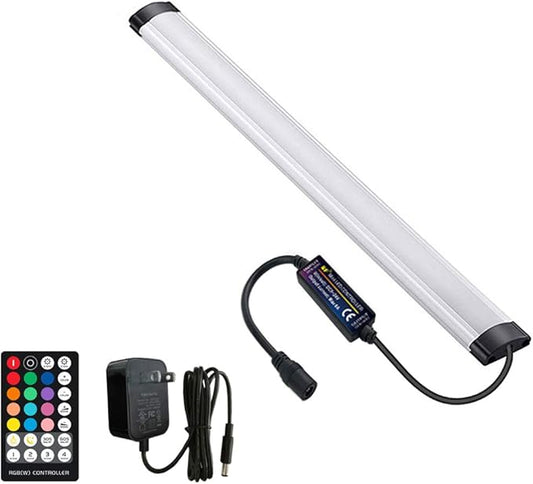 Dimmable Under Cabinet Lighting, RGB LED Light Bar, RF Remote Control Lamp, Multicolor Under Counter Lights for Desk, Room, Cupboard, Hallway, Shelf, Closet (12 Inch)