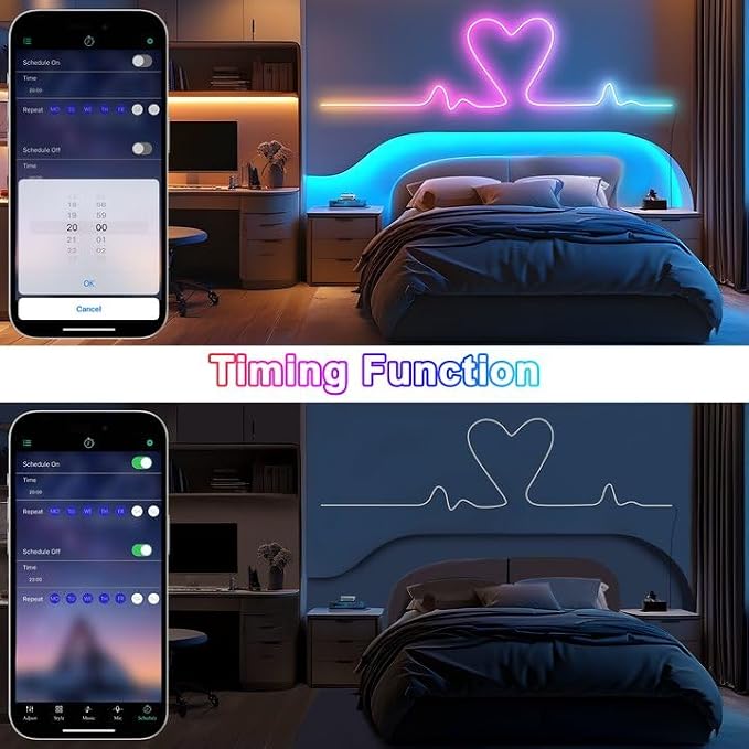 Cozylady 6M RGB Neon Light LED Rope Light,20ft Waterproof Bluetooth APP Remote Control Music Sync Strip Light,24V Flexible DIY Silicone Light for Bedroom Home Indoor Outdoor Decoration (6M/20Ft)
