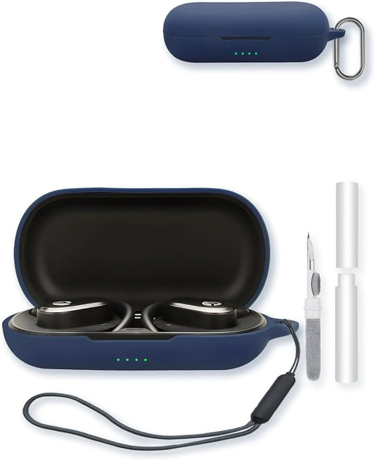 Case for Raycon Open Earbuds True Wireless Bluetooth Headphones,Soft Protective,BOVUGAC Silicone Case Cover with Keychain & Cleaning Kit & Lanyard for Raycon Open Earbuds-Blue