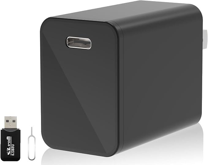 4K Smart Camera Charger with 2.4G/5Ghz Dual WiFi, 160° Wide Angle, Motion Detection, Type-C Plug Indoor Security Mini Camera for Home Pets, iOS & Android App