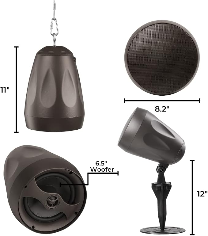 OSD Audio Forza 6 Landscape Kit (Single) 6.5" Pendant Speaker w/In-Ground Stake/Mountable Bracket Included, IP66 Rated