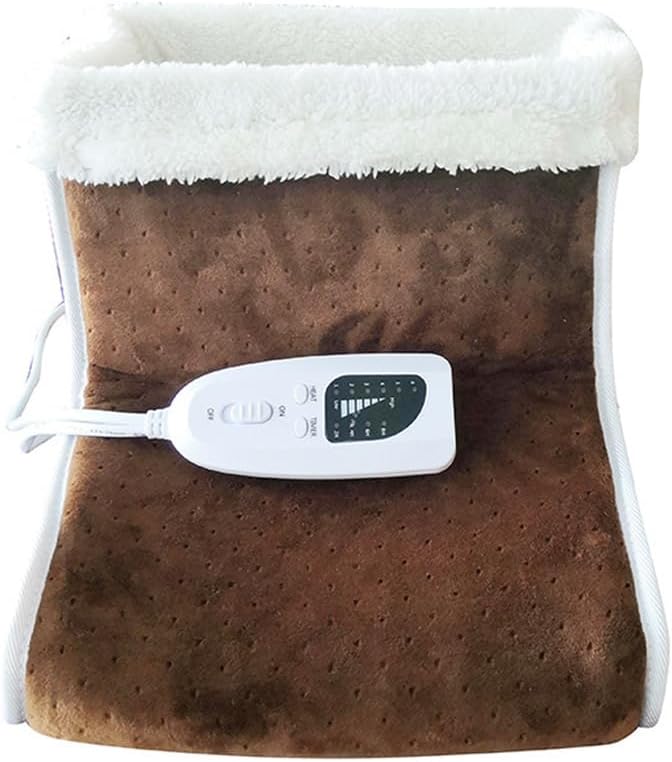 TopHomer Electric Foot Warmer, Quick Heating Pad for Feet, 6-Level Heated and 4 Timing Settings Slippers for Men Women, Soft Heated Boots, Feet Warmer for Home, Brown BS 240V