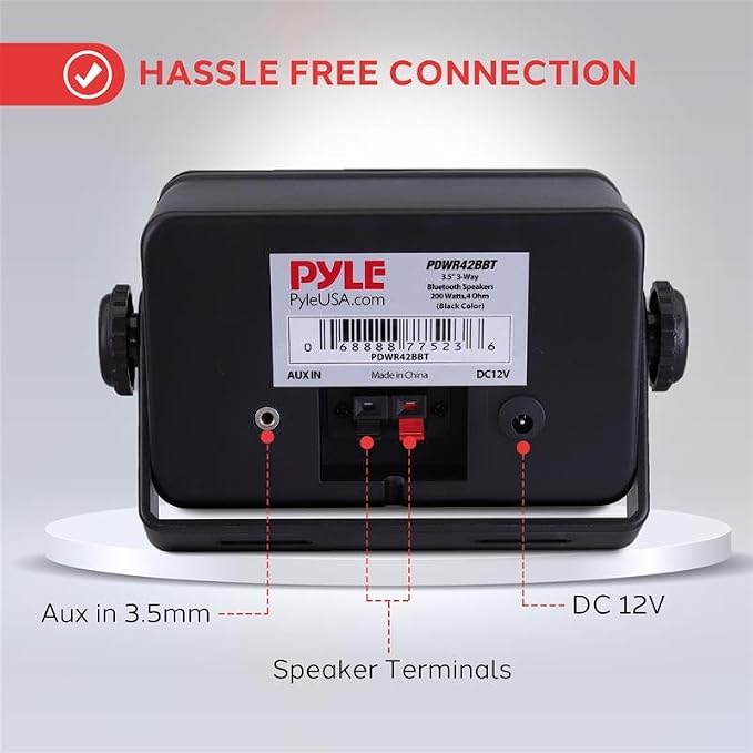 Outdoor Waterproof Wireless Bluetooth Speaker - 3.5 Inch Pair 3-Way Active Passive Weatherproof Wall, Ceiling Mount Dual Speakers System w/Heavy Duty Grill, Patio, Indoor Use - Pyle PDWR42BBT (Black)