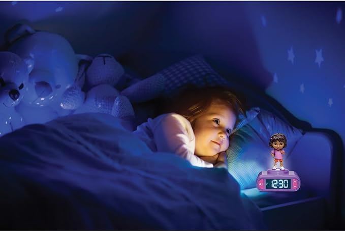 LEXIBOOK, Alarm Clock - Dora Night Light with Sound Effects, Purple, RL800DOR