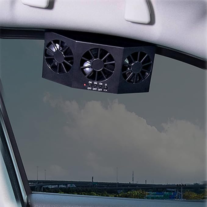 CYDZSW Car Solar Powered Window Exhaust Fan, Black | Air Purifier, Solar Power Air Vent Radiator, Backseat or Frontseat, Vehicle Ventilation