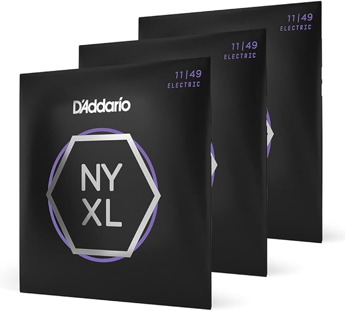 D'Addario Electric Guitar Strings, NYXL Nickel Plated, NYXL1149-3P, Medium Gauge 11-49, 6-String Set, Pack of 3