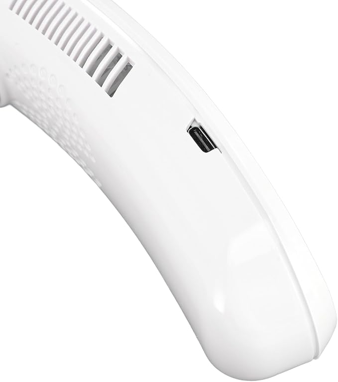 Rechargeable Bladeless Neck Fan, Portable Cooling Air Conditioner for Outdoor Work, Gym, Office, Travel, Lawn Trimming, Yard Work, 3 Heating Modes (White)