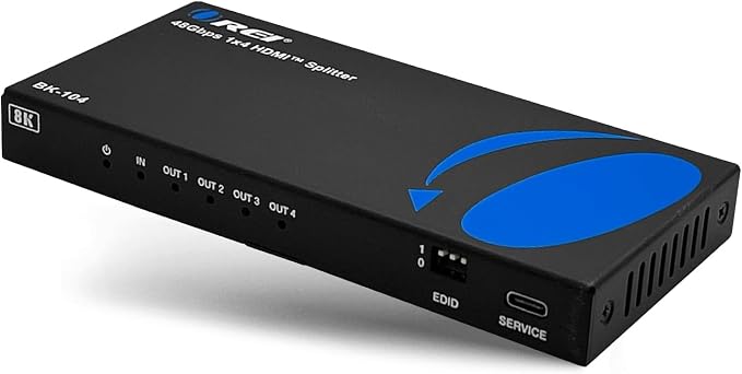 OREI 8K HDMI Splitter 1 X 4, Duplicate/Mirror Any HDMI Signal UltraHD Supports Upto 4K @ 120Hz EDID HDCP 2.3 - (BK-104)