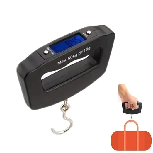 Digital Portable Luggage Scale - 50kg/10g Capacity, Backlit Handheld Suitcase Scale for Travel
