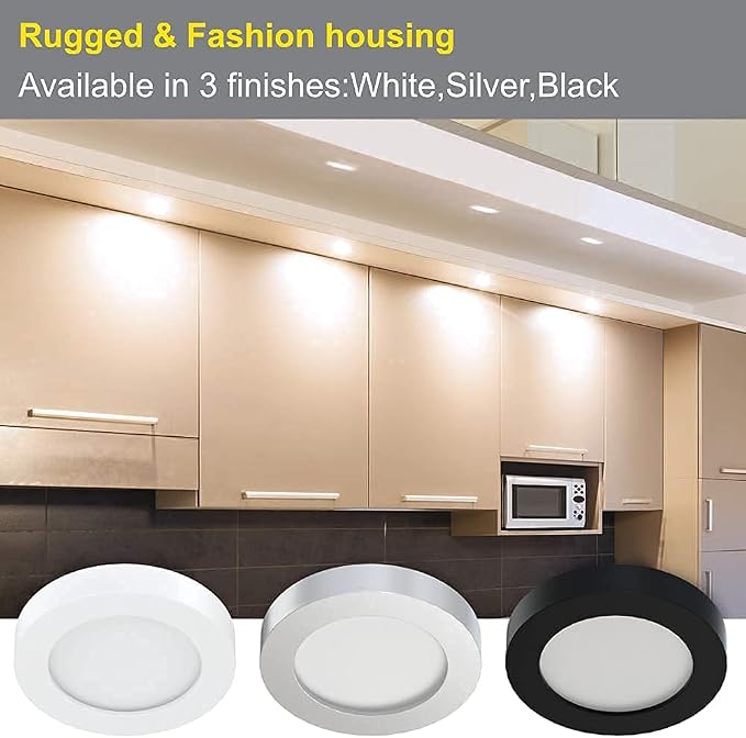 VST Under Cabinet Lighting 12V 2W(12W Total, 60W Equivalent), with Wireless Dimmer Switch, Recessed or Surface Mount Puck Light for Kitchen,Wardrobe,Pantry,Decor, 6 Pack White 4000K…