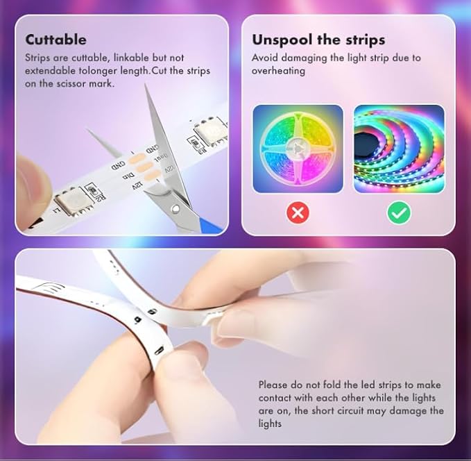 LED Strip Lights 130FT, Smart IC RGB Segmented DIY Color Changing, Rainbow Chasing Effects, WiFi App/Voice Control, Music Sync, Works with Alexa & Google Assistant, LED Lights for Bedroom Decor
