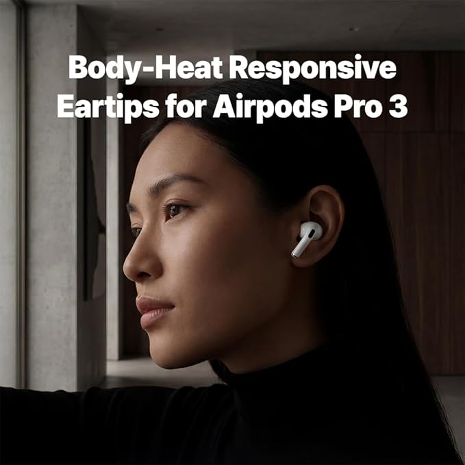 XELASTEC 2 AirPods Pro 3 Ear Tips Replacement – Body-Heat Adaptive Material, Seamless Seal, 12-Hole Micro Filter, Secure Fit Anti-Slip Earbud Tips, AirPod Pro Replacement Tips (M)