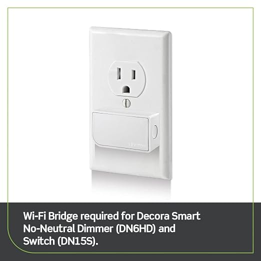Leviton No-Neutral Decora Smart Switch, Requires MLWSB Wi-Fi Bridge to Work with My Leviton, Alexa, Google Assistant, Apple Home/Siri & Wire-Free 3-Way DN15S-1RW, White (Pack of 2)