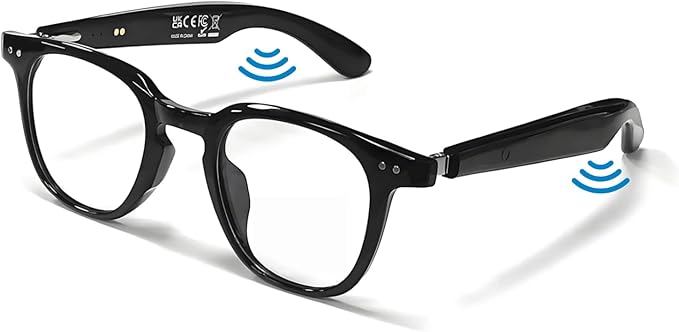 Smart Bluetooth Glasses, Sunglasses with UV and Blue Light Protection, AI Real-time Translation with 140 Languages, Touch Control, Music & Call for Athletic/Outdoor, Unisex (Black)