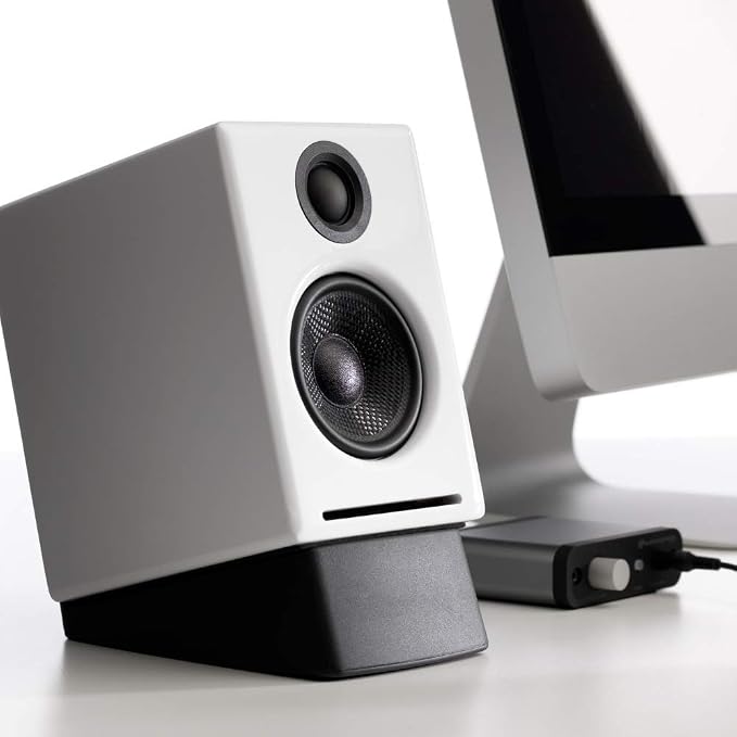 Audioengine DS1 Angled Desktop Speaker Stands – Isolation Speaker Stands for Computer Speakers and Bookshelf Speakers - Black
