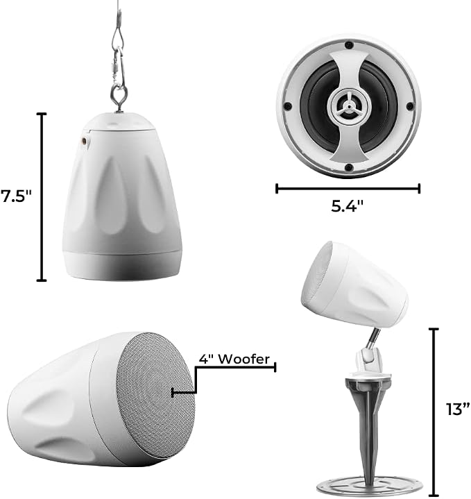 OSD Audio Forza 4" Landscape In Ground/Mountable 80W Speaker, Commercial 70V Tap, Outdoor Weather Resistant, White (Single)