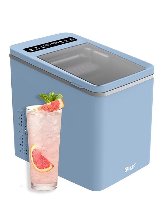 Orgo The Maverick Countertop Ice Maker, Makes 23 lbs. in 24 Hours, Bullet Shaped in 2 Sizes, Ice Maker Ready in 6-8 Minutes, LED Control Panel, Self-Cleaning, Includes Scoop, TMT1653, Blue