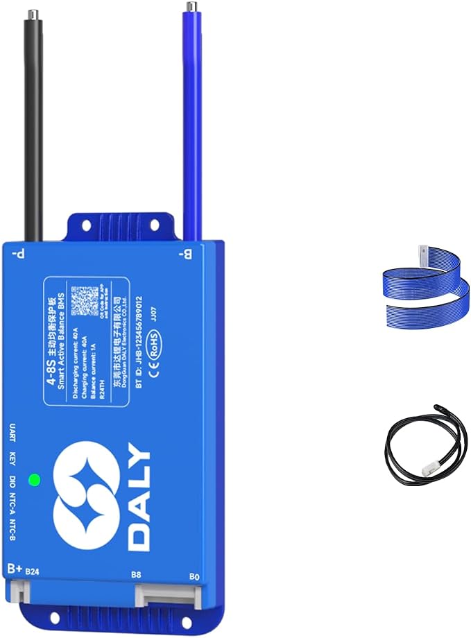 100BALANCE BMS 40A Active Balance 1A 4S-8S Build in Bluetooth Cell Balancing Smart PCB Battery Protection Board for Li-ion/Lifpo4/LTO Lithium Battery Pack