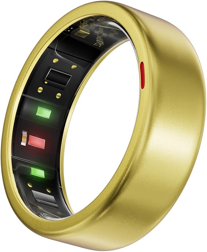 POBOVi Gen 2 Titanium Smart Ring for Women & Men, Sleep & Heart Rate Tracker, No Subscription, Size Before You Buy (Gold, 12)