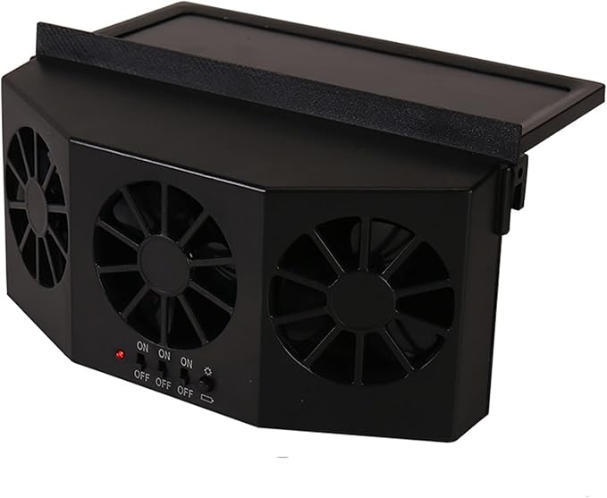 CYDZSW Car Solar Powered Window Exhaust Fan, Black | Air Purifier, Solar Power Air Vent Radiator, Backseat or Frontseat, Vehicle Ventilation