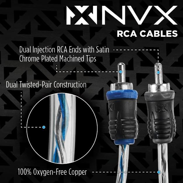 NVX True 4 Gauge AWG 100% OFC Complete Amplifier Wiring Kit with 5/6-Channel RCA Cable - XKIT46