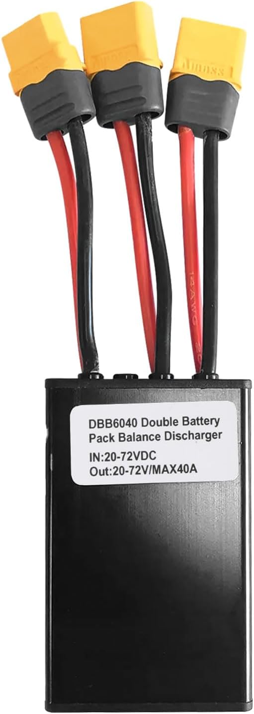 Double Battery Discharge Converter for E-Bike,DC 20V-72V DC Dual Battery Pack Switch Balancer XT60 Plug for Increase The Capacity by Connecting Two Batteries in Parallel Equalization Module (40A)