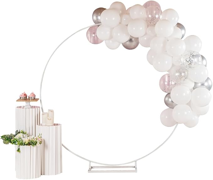 Restaurantware-Balloonify Balloon Garland Set, 1 Party Decoration Kit - 70 Balloons, With Chain, White & Silver Latex Balloon Arch Kit, Includes Glue Dots