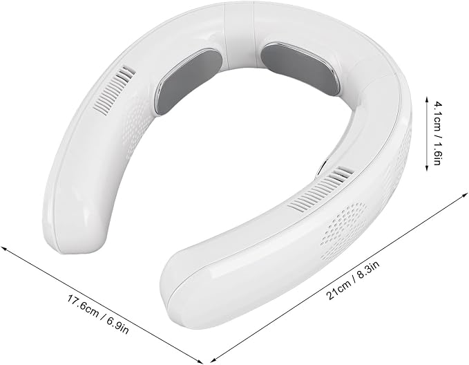 Rechargeable Bladeless Neck Fan, Portable Cooling Air Conditioner for Outdoor Work, Gym, Office, Travel, Lawn Trimming, Yard Work, 3 Heating Modes (White)