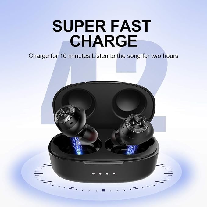 Monster Achieve 100 AirLinks Wireless Earbuds, True Wireless Earbuds Bluetooth Headphones, Earphones in-Ear Built-in Mic Headset, 24-Hour Playtime, Water Resistant Design for Sports, Black