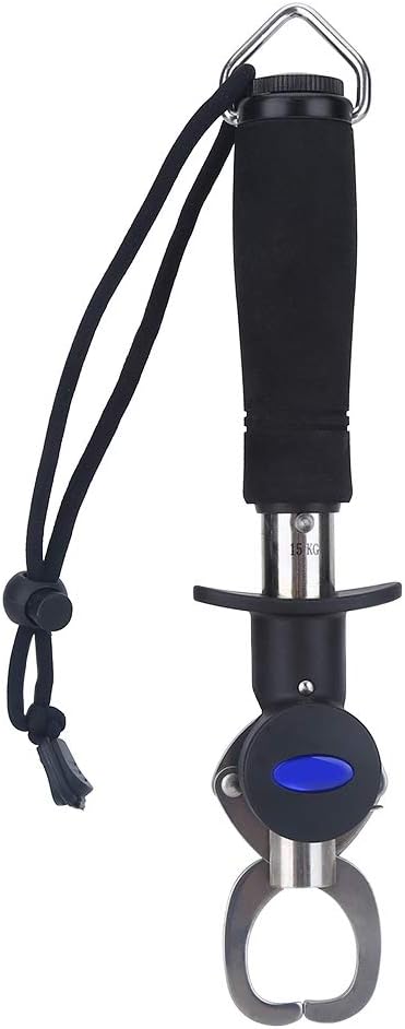 3 in 1 Fish Lip Grip Tool with Digital Scale 15kg, Fish Grabber for Freshwater Fishing, Stainless Steel EVA Foam Handle