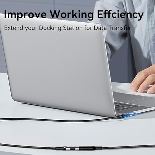 long right angle usb4 extension 6.6FT/2M for Thunderbolt 4 Extension Cable high Speed 40Gbps Data Transfer, 8k/4k@60hz video,240w Fast Charging,male to female usbc high speed 90 degree extension cable