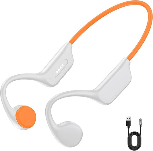 Swimming Bone Conduction Headphones, IPX8 Open Ear Headphones Bluetooth 5.4 Waterproof Earbuds with 32GB MP3 7H Playtimes, Underwater Headphones for Marathon、Swimming、Running、Cycling