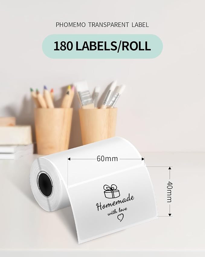 Phomemo M220 Label Maker & 4 Roll Label, 3.14 Inch Bluetooth Thermal Label Printer for Barcode, Address, Labeling, Mailing, File Folder Label, Easy to Use, Support Smartphone, Tablet&PC