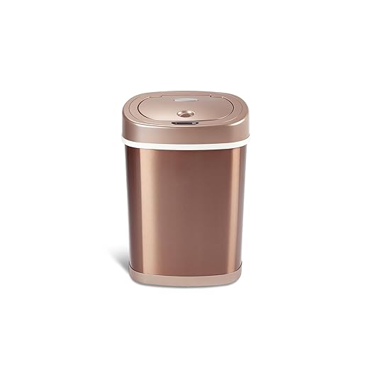 15L Stainless Steel Smart Trash Can with Infrared Motion Sensor | Touchless 0.3s Fast Open & Auto-Close | Long-Lasting Battery Life (Champagne Gold)