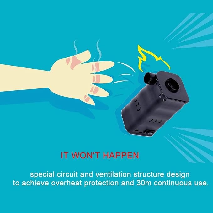 Woowind AP6 6000 mAh Air Pump for Inflatables Pool Pump 12V Air Mattress Pump Battery Powered Portable Air Pump with Car Adapter for Pool Floats, Swimming Rings, Air Bed, Air Sofa