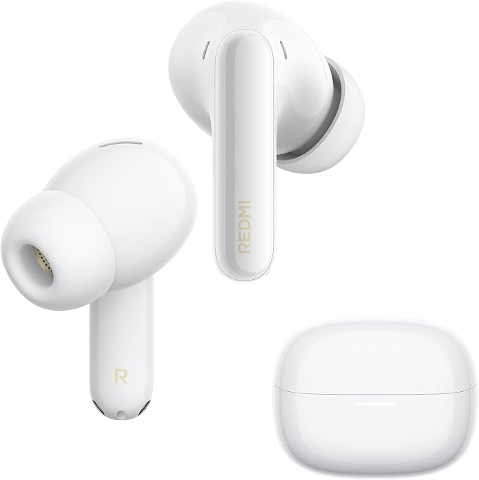 XIAOMI REDMI Buds 8 Pro Wireless Earbuds, White, Adaptive Noise Cancelling up to 55dB, Hi-Res Audio with LDAC, 35H Battery, Dolby Atmos, IP54, Bluetooth 5.4