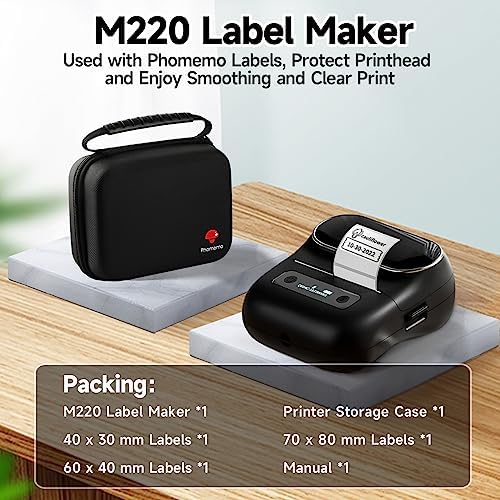 Phomemo M220 Label Maker & 1 Roll Brown Thermal Labels, 1.96" x 1.96"(50x50mm)
