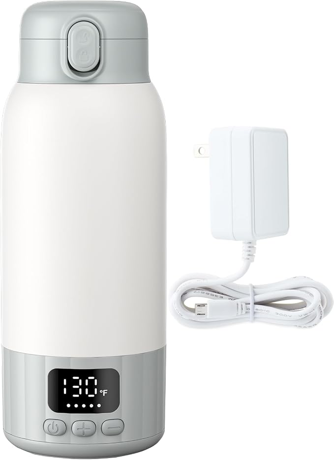 17oz Portable Bottle Warmer for Travel, Milk Warmer, Portable Water Warmer for Breastmilk & Formula, Bottle Warmer On The Go, Fast and Even Heating, Leakproof, with Adapter